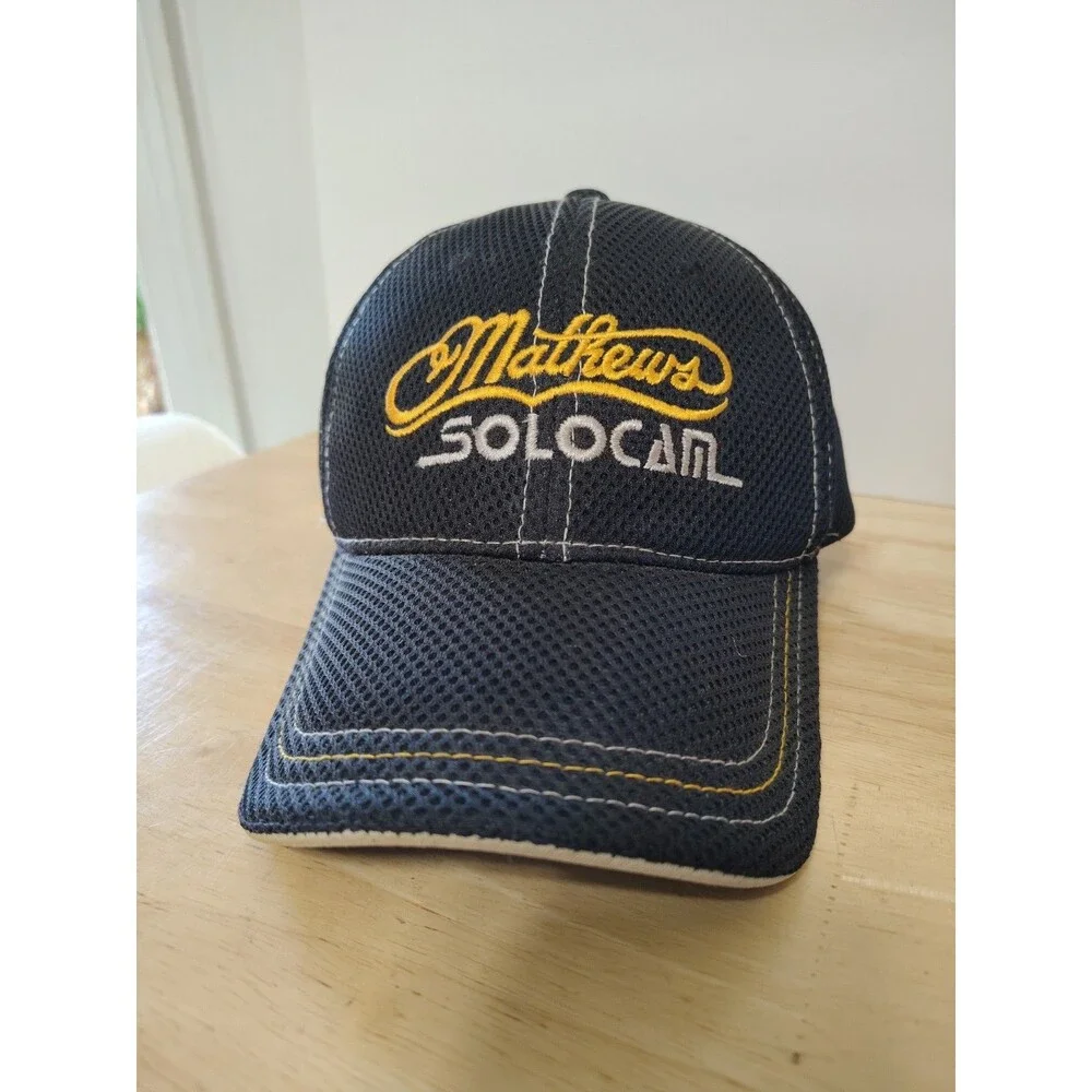 Mathews Solocam Archery Strapback Black Embroidered Hunting Hat Cap Bow 6 Panel